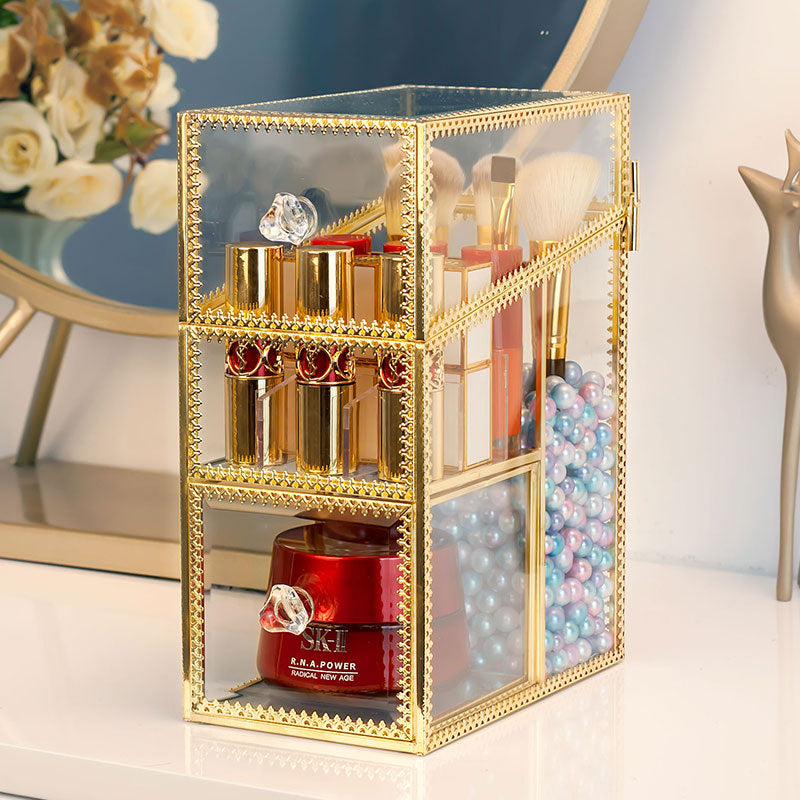 Transparent net red glass cosmetic storage box