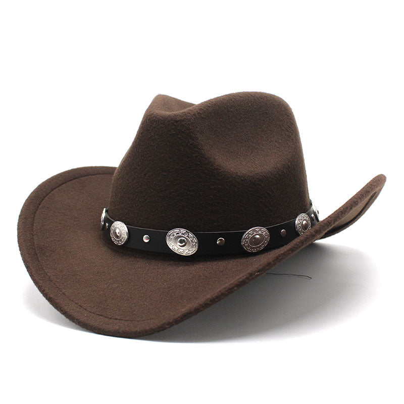 Unisex Minority Style Woolen Western Cowboy Hats.