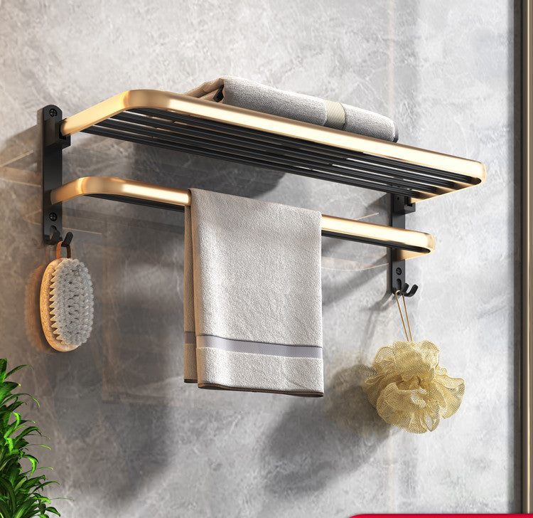 Space Aluminum Bathroom Shelf Wall Hanging Towel Rack