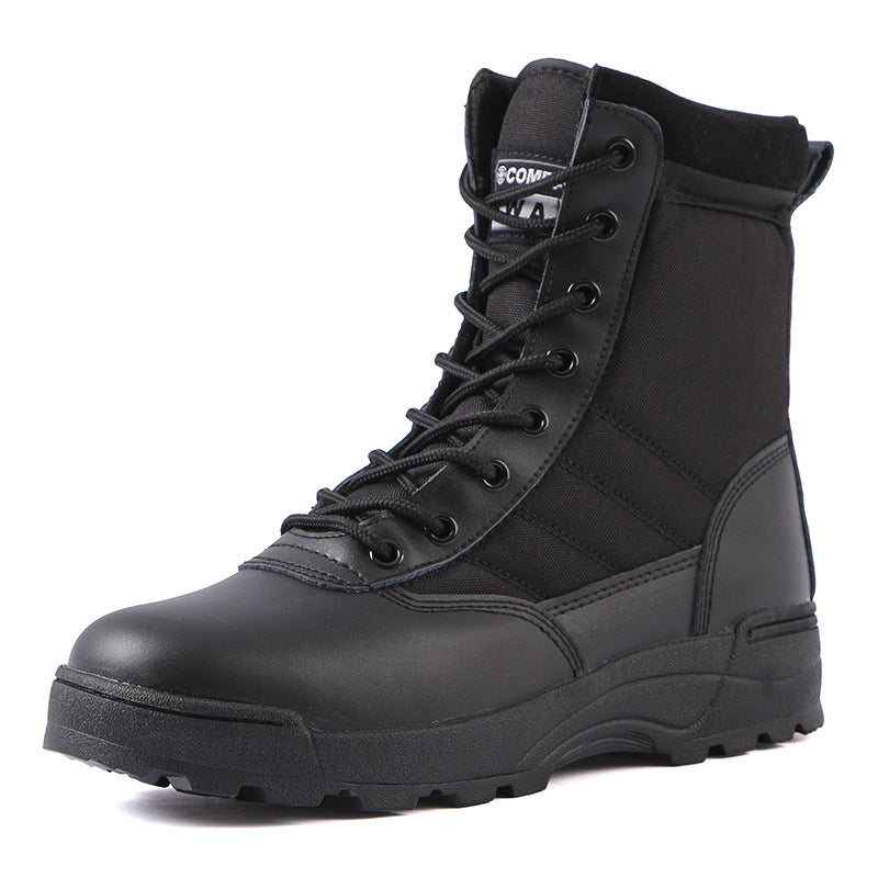 Unisex Combat Boots Tactical Black High-top Outdoor Boots. trendy practical design.