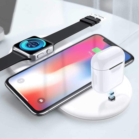 Non Apple Wireless charger dual charge for mobile watch headset three-in-one charger. Fast charge two charging modes. Automatic identification of mobile phones, fast charging without hurtin the machine.