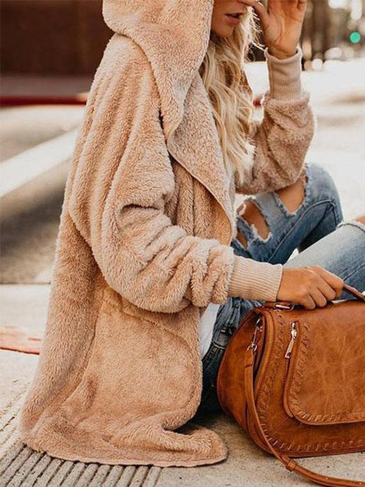 Long Sleeve Sweet Pockets Teddy Bear Coats