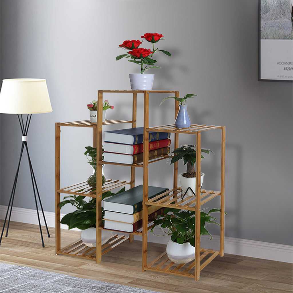 Multi-Tier Bamboo Plant Stand Planter Rack Flower Pots Holder Display US Stock