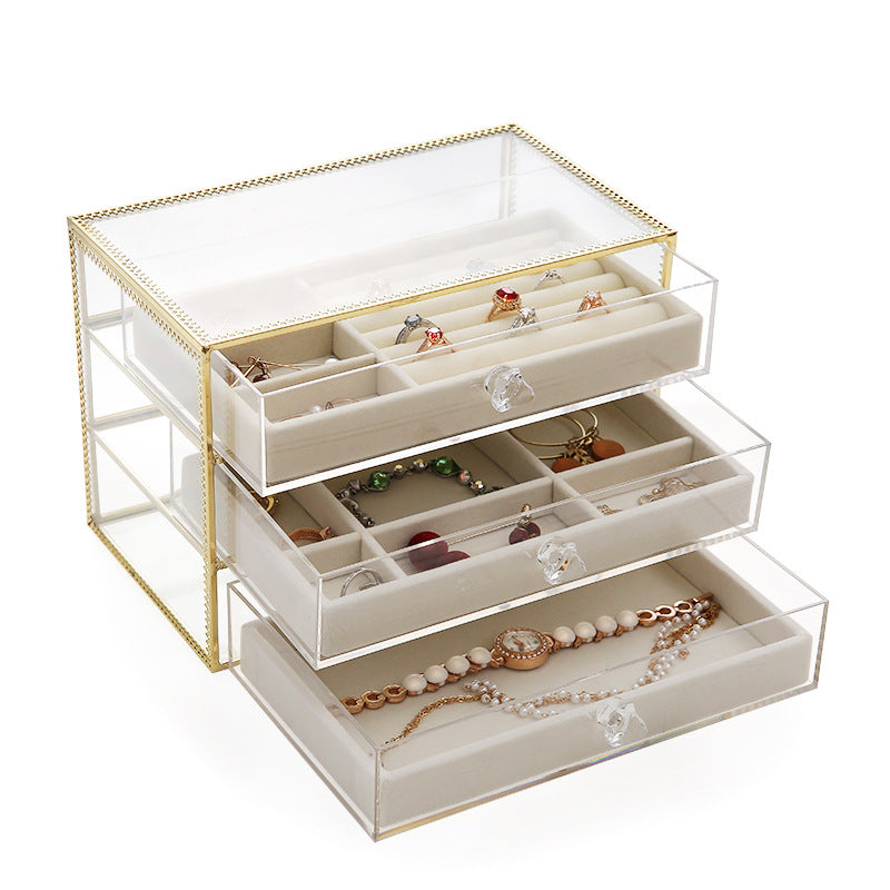 Glass Storage Transparent Multi-layer Jewelry Box