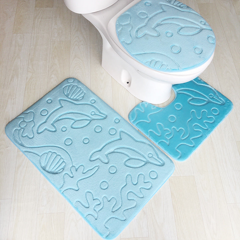 Pebble flannel embossed bathroom three-piece mat