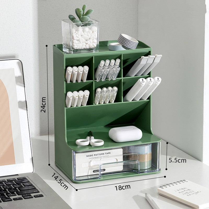 Obliquely Inserted Pen Holder Desktop Clutter Desk Storage Box