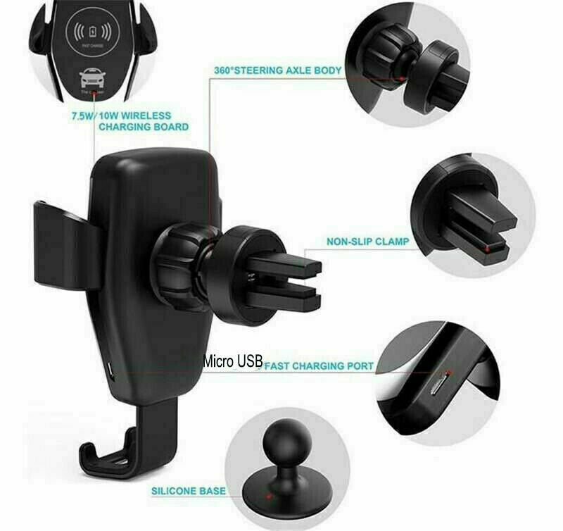 10W QI Wireless Fast Car Charger Mount Holder Stand Automatic Clamping Charging