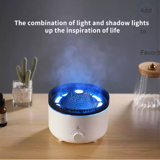 Desktop  Jellyfish Oil Essential Aroma Diffuser Dual Night Light Volcano Humidifier Diffuser Flame Humidifier