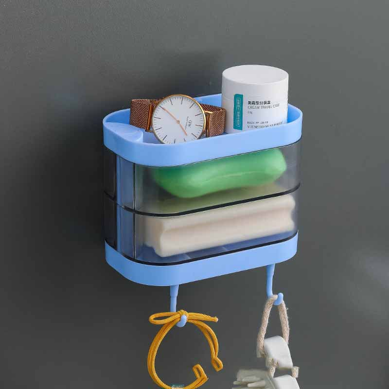 Bathroom Soap Box Wall-mounted Multi-layer Soap Box Toilet Rotatable Drain Soap Box Multifunctional Toiletry Rack Wall Shelf