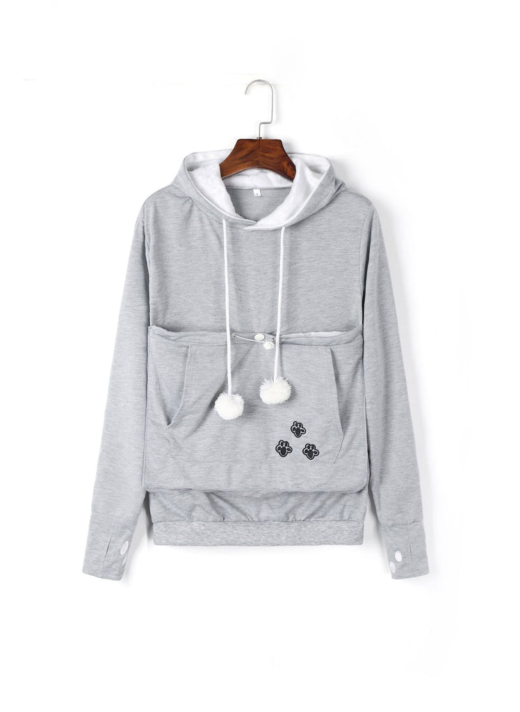 Cute Hoodies Pullover Sweatshirts With Pet Pocket For Cat Clothes Winter Women