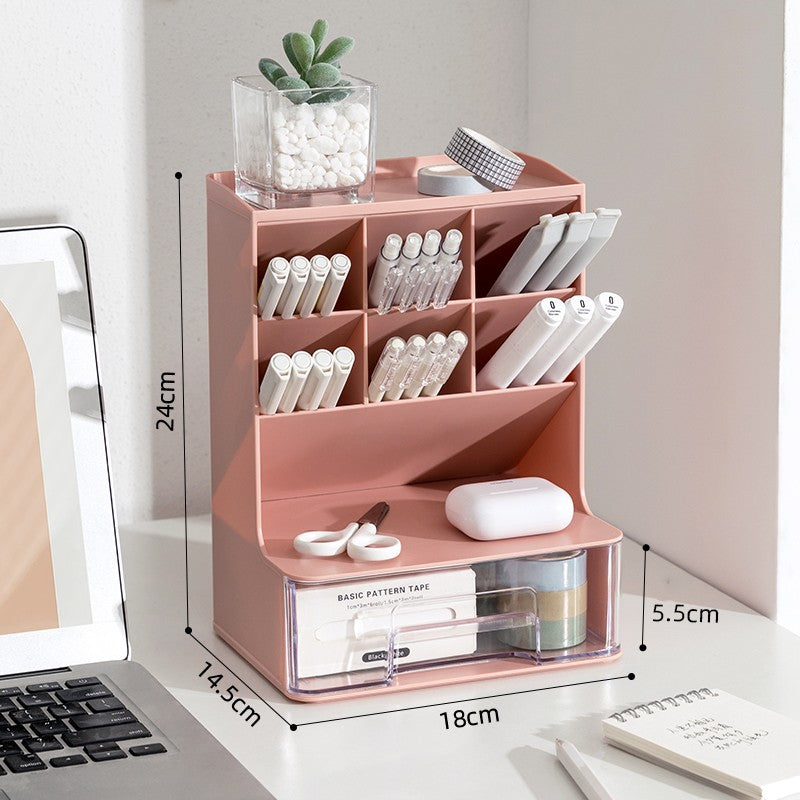 Obliquely Inserted Pen Holder Desktop Clutter Desk Storage Box