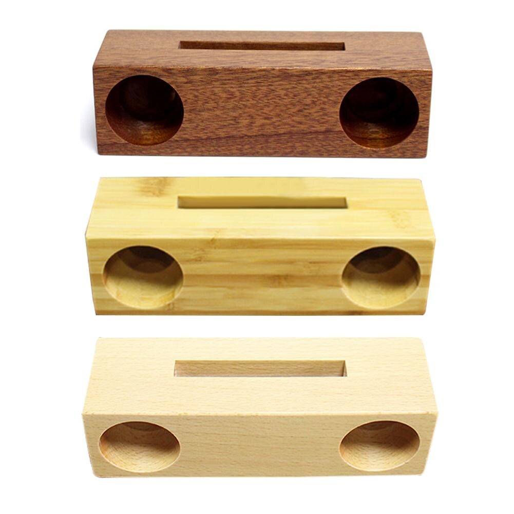 Wooden mobile phone stand loudspeaker