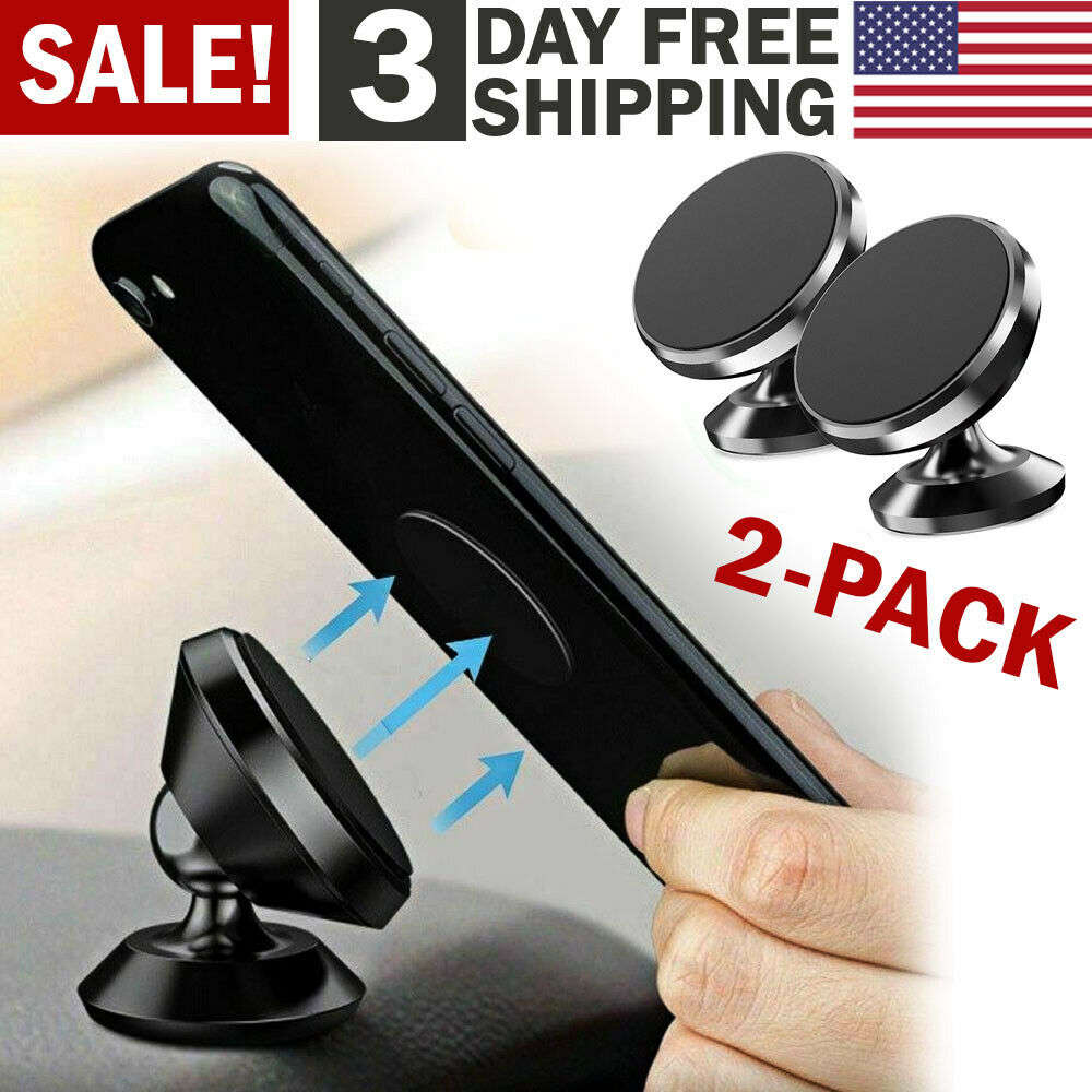 2 Pack Magnetic Car Mount Car Phone Holder Stand Dashboard For iPhone Android Samsung