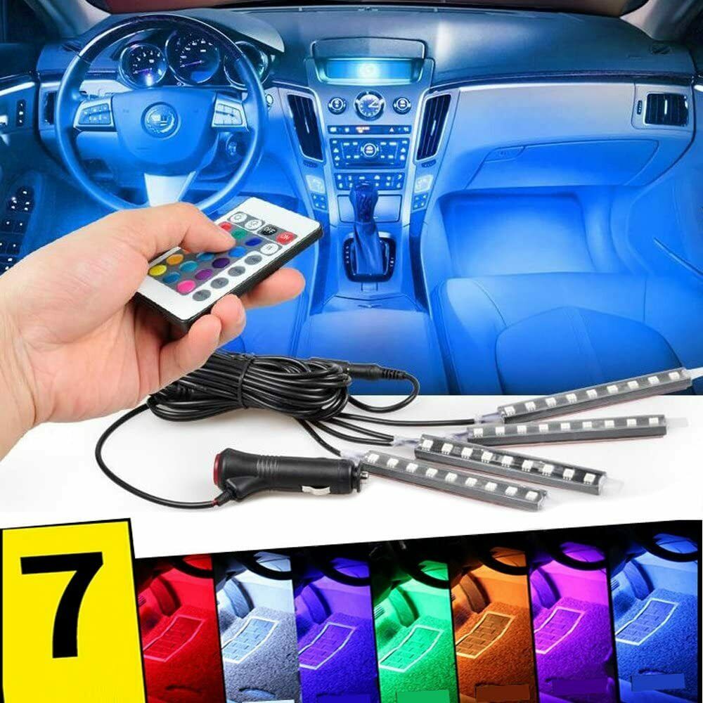 Car Interior Lights Neon Atmosphere RGB LED Strip Bar Car Decor Lighting Lamp US