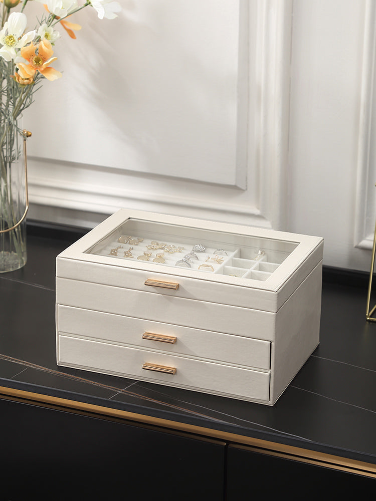 Multilayer Drawer Type Jewelry Transparent Storage Box.