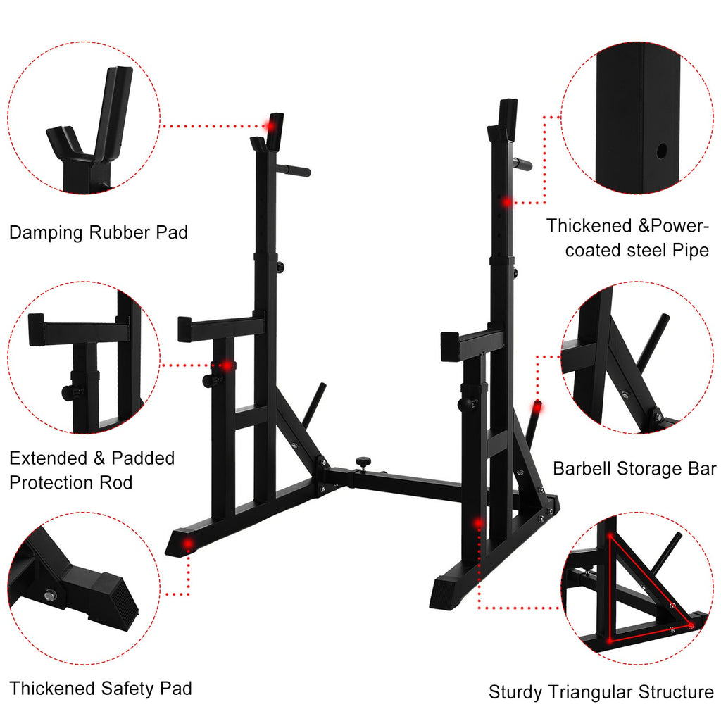 Adjustable Squat Rack Stands Multifunction Barbell Bench Press Dipping Station