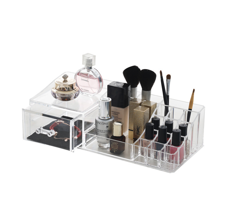 Transparent cosmetic storage box