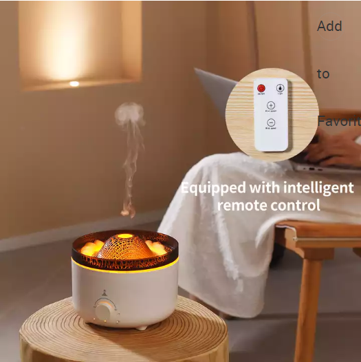 Desktop  Jellyfish Oil Essential Aroma Diffuser Dual Night Light Volcano Humidifier Diffuser Flame Humidifier