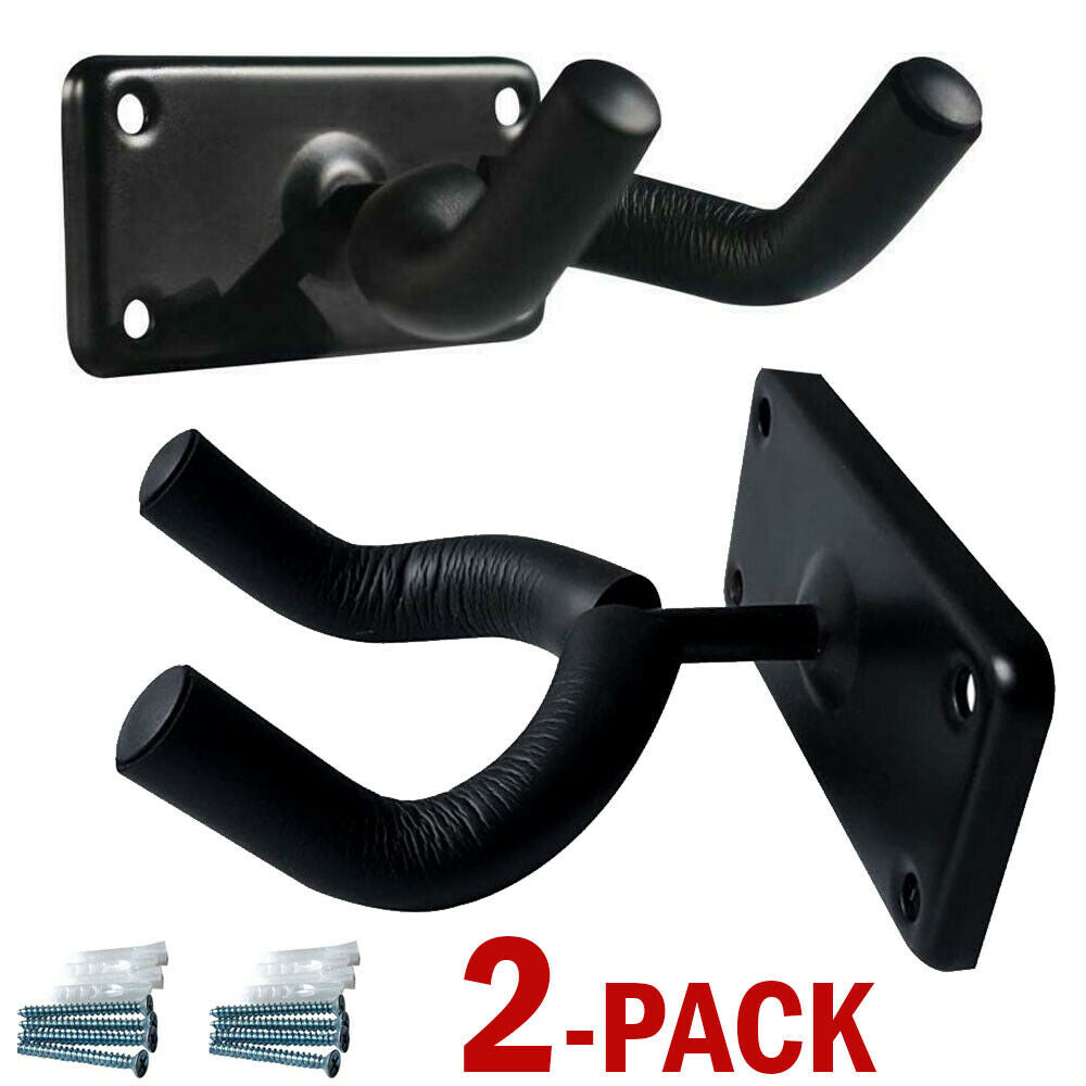 2 PCS Guitar Hangers Wall Mount Arm Instrument Display Holder Padded Hook Rack