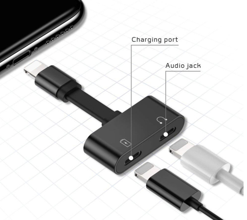 Mobile Charger & Audio Headset connection 2 in 1 Lightning Adapter