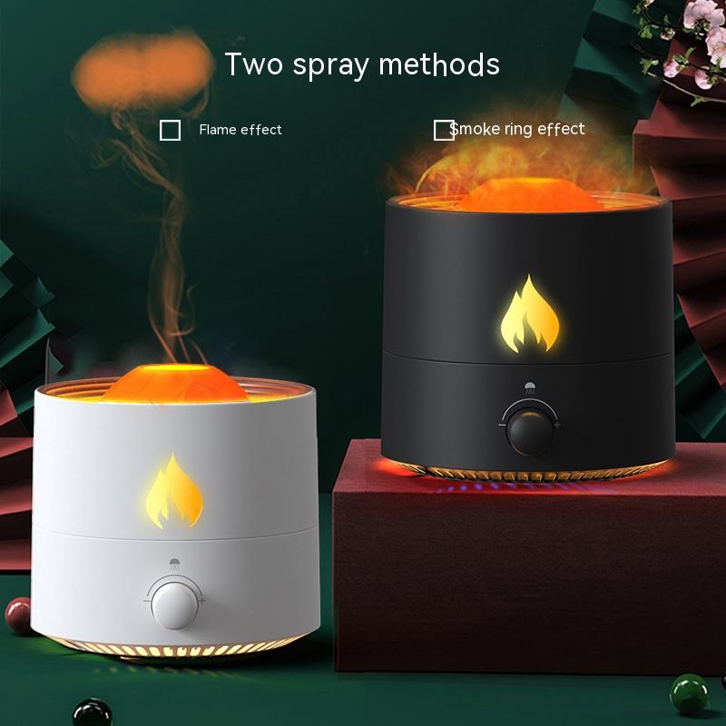 Top Office Custom Flame Night Light Aroma Diffuser 250ml Ultrasonic USB Fire Lamp Fragrance Jellyfish Air Humidifier