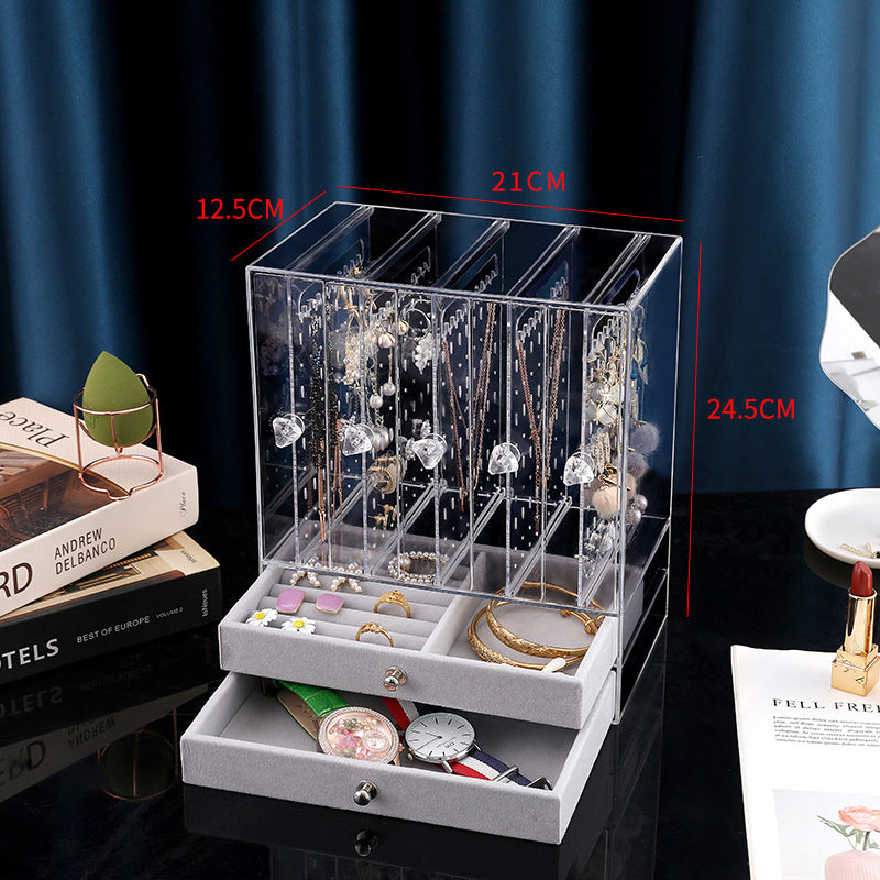 Earrings Necklace Jewelry Storage Box Transparent Large Capacity