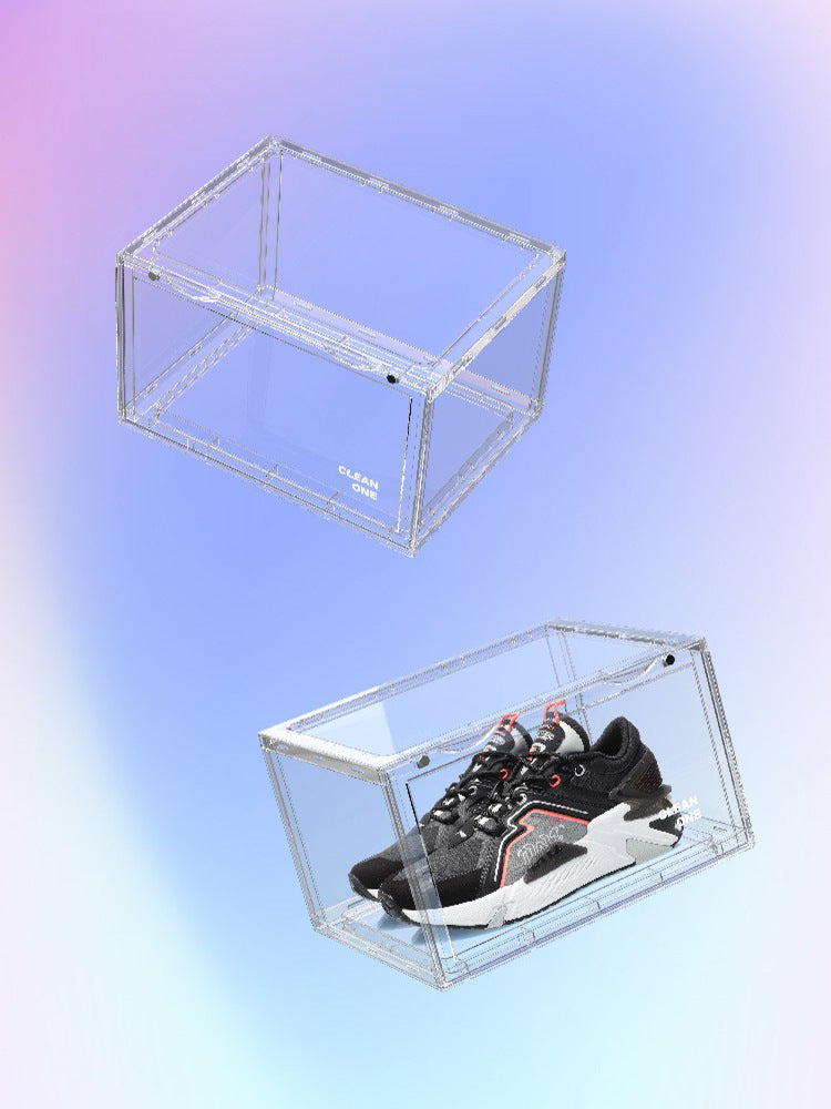 Transparent Basketball Shoe Storage Box Collection Net Dust-proof Side Opening