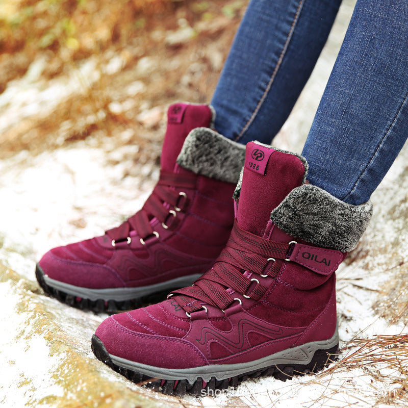 Women Boots Winter Shoes Woman Snow Boots Mother Warm Shoes Lace Up