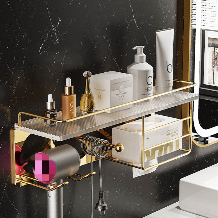 Wall Mounted Hair Dryer Storage Rack In Bathroom