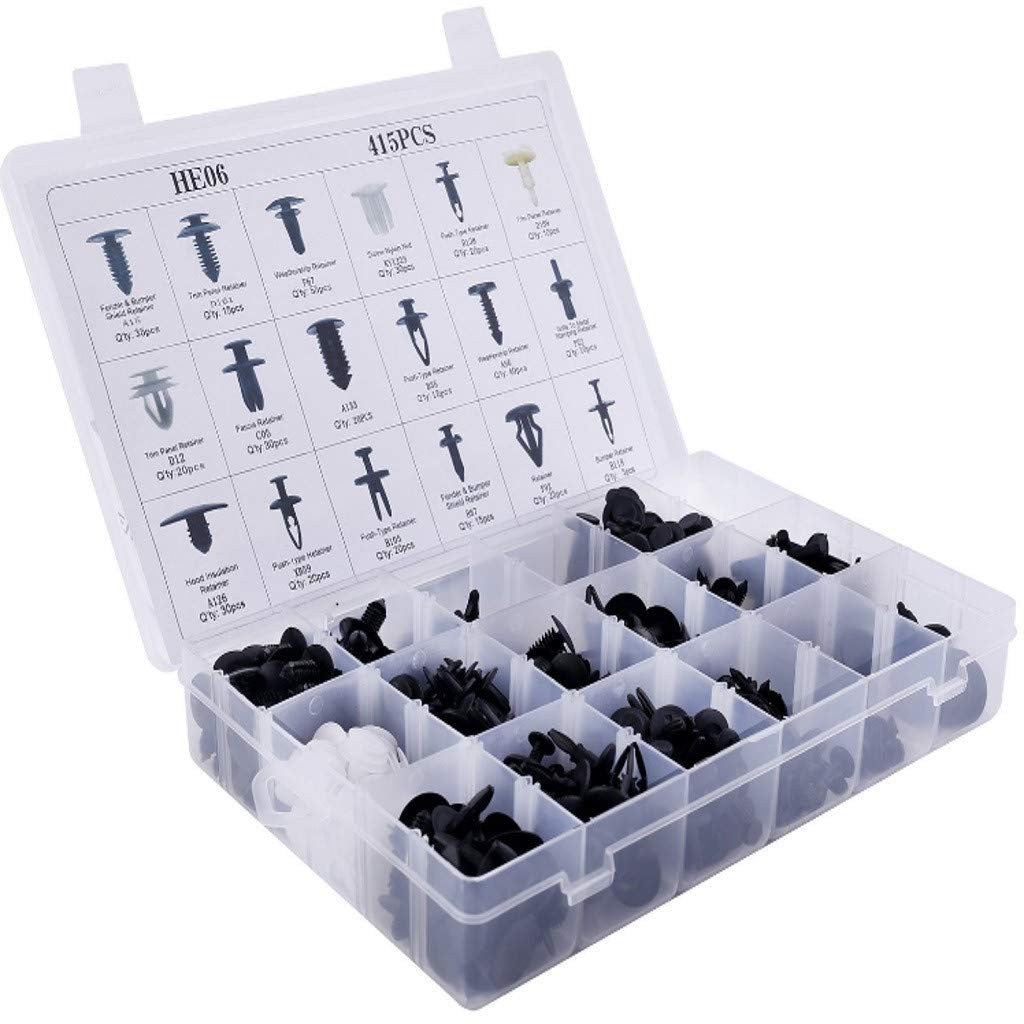 415pc Car Plastic Rivets Fastener F ende Bumper Push Pin Clip Free Remover Tool