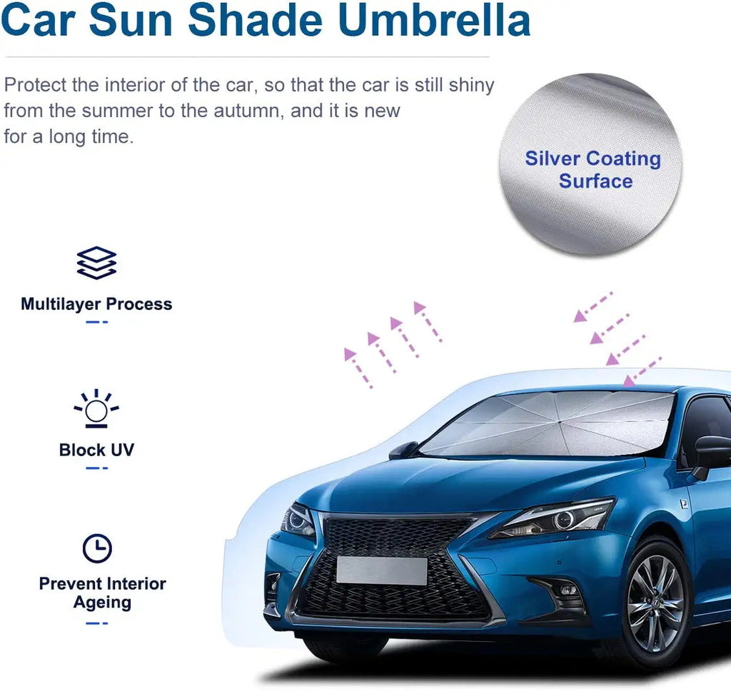 57'' X 31'' Car Umbrella UV Reflecting Sun Shade Cover For Windshield Foldable Front Car Sunshade Umbrella