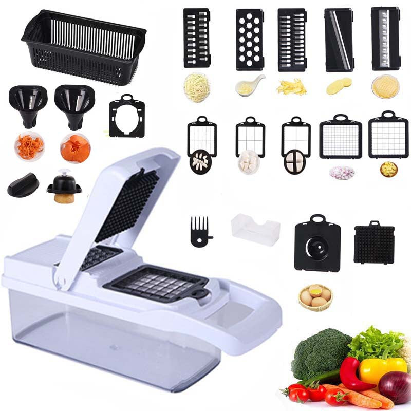 22 In 1 Manual French Fry Salad Potato Garlic Fruits Dicer Spiralizer Mandoline Slicer Vegetable Chopper Cutter With Container