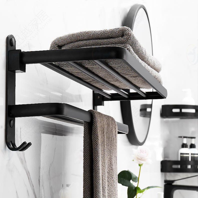 Space Aluminum Bathroom Wall-mounted Towel Rack Without Perforation