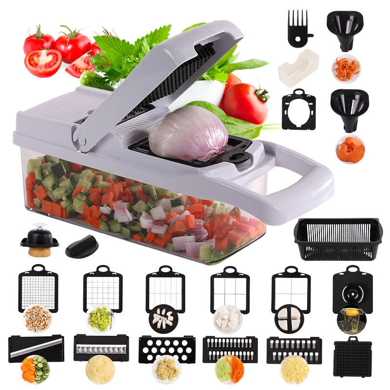 22 In 1 Manual French Fry Salad Potato Garlic Fruits Dicer Spiralizer Mandoline Slicer Vegetable Chopper Cutter With Container