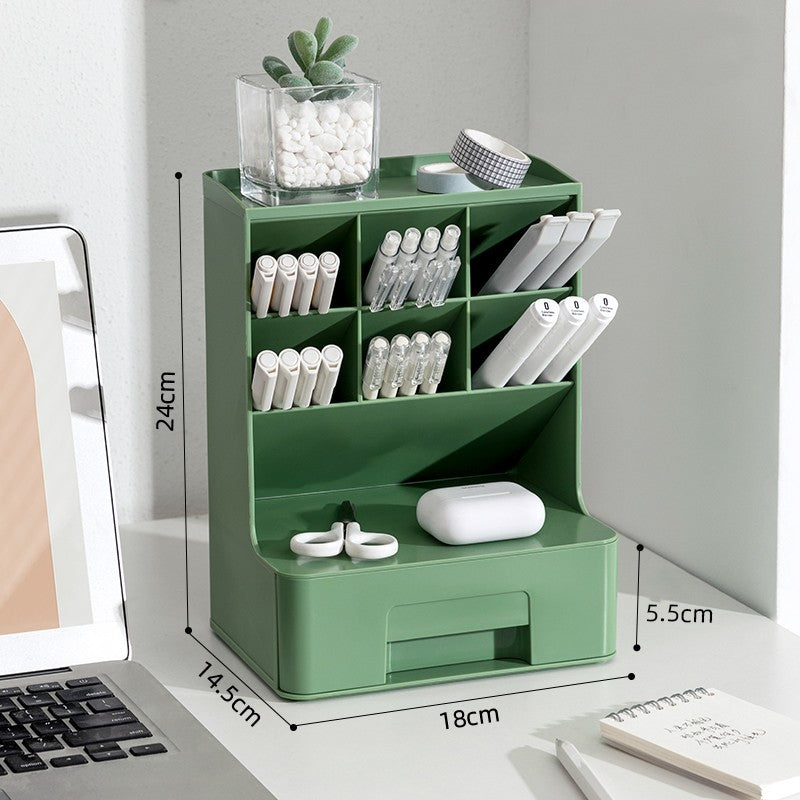 Obliquely Inserted Pen Holder Desktop Clutter Desk Storage Box