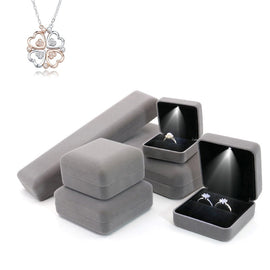 Flannel LED Light Jewelry Box for Lover Gift Wedding Velvet Ring Pendant Earring Display Storage Jewellery Boxes and Packaging