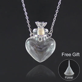 1PC Glass Heart Vial Cremation Pendant Necklace Ash Case Holder Keepsake Necklace Memorial Jewelry Urn Necklace for Ash