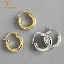 XIYANIKE Minimalist Silver Color  Stud Earrings for Women Couples Jewelry Trendy Elegant Party Accessories Prevent Allergy