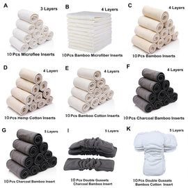 [Mumsbest] 10Pcs Eco-Friendly Liner Ecological Diapers Washable Layer Insert Absorbent Inserts Nappy Liner Booster 13.5*36cm