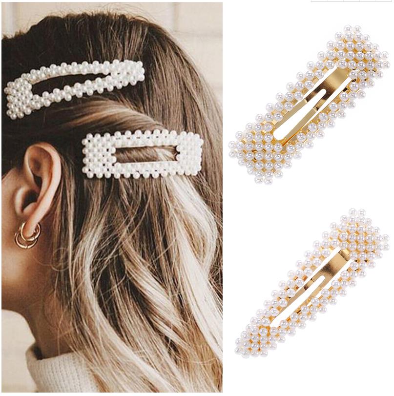 New Fashion Pearl Hair Clip for Women Elegant Korean Design Snap Barrette Stick Hairpin Hair Styling Accessories Hair Pins