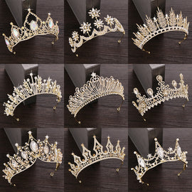 Rhinestone Crystal Tiara Crown Wedding Hair Accessories Bridal Tiara Hair Crown Wedding Hair Jewelry Crystal Tiara Golden Diadem