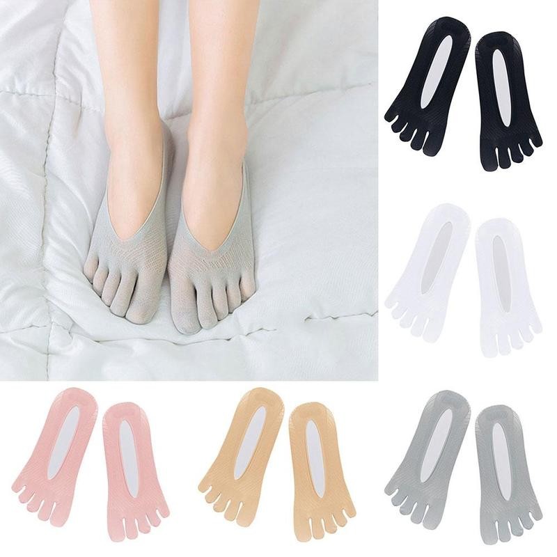 1pair Breathable Five Toe Socks Orthopedic Compression Socks Women's Toe Socks Ultra Low Cut Liner with Gel Tab