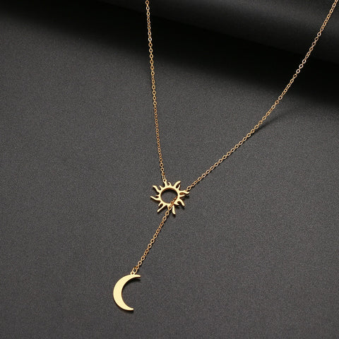 2022 New Stainless Steel Sun Totem And Moon Necklace For Women Fashionable Exquisite Summer Must-Have Party For Friend Jewelry