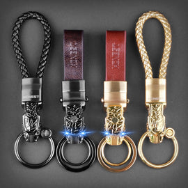 Honest Luxury Key Chain Men Women Car Keychain For Key Ring Holder Jewelry Genuine Leather Rope  Bag Pendant Fathers Day Gift