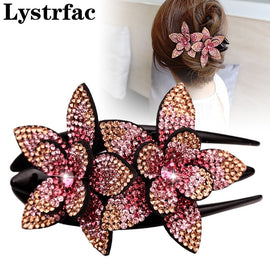 Lystrfac Colorful Flower Rhinestone Hair Clip Women Hair Grab Girls Barrettes Hairpin Hair Claw Female Hair Accessories