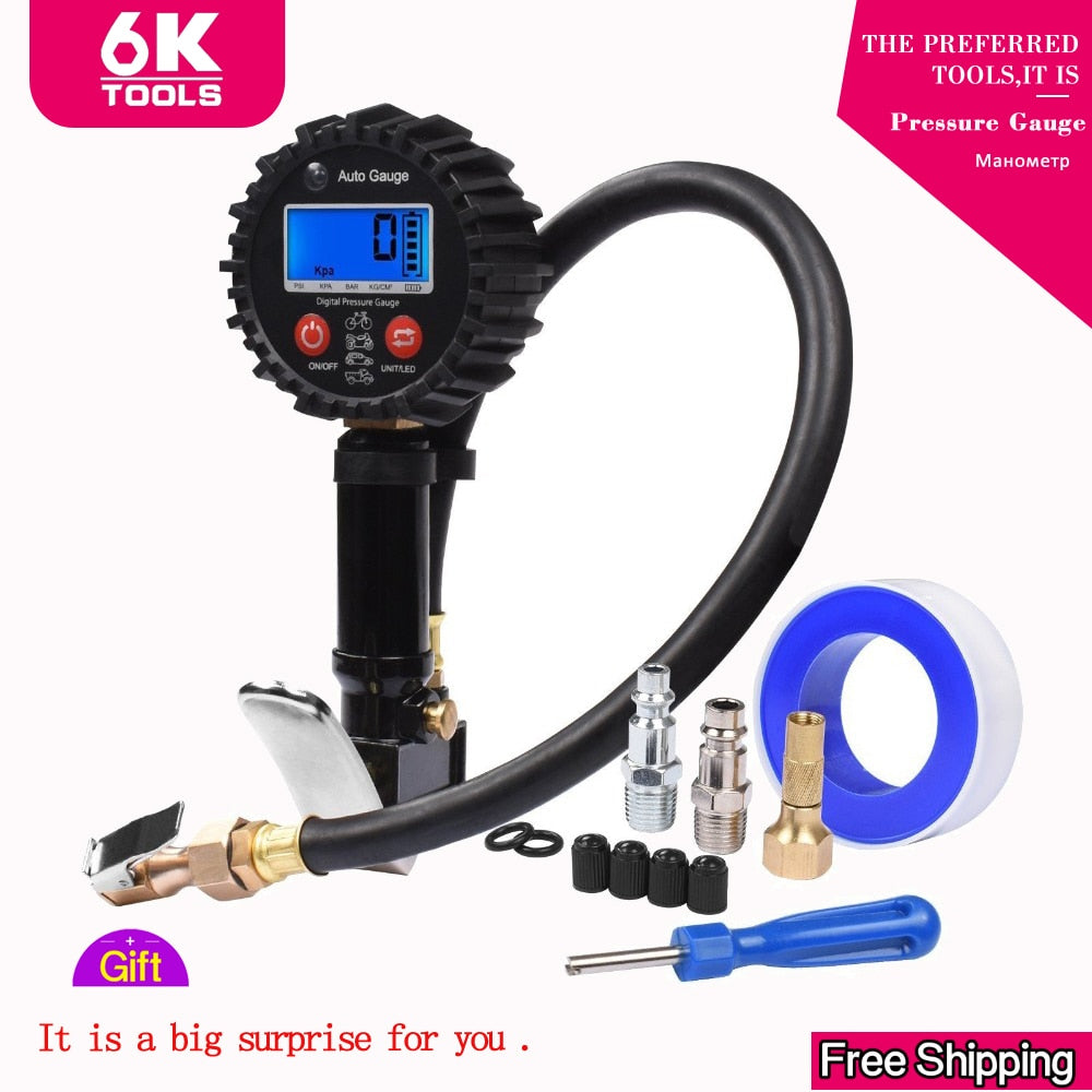 Tire Pressure Gauge Digital Tire Tester 200PSI LCD Display Air Pressure Manometer Quick Connect Coupler for Car Truck Motorcycle