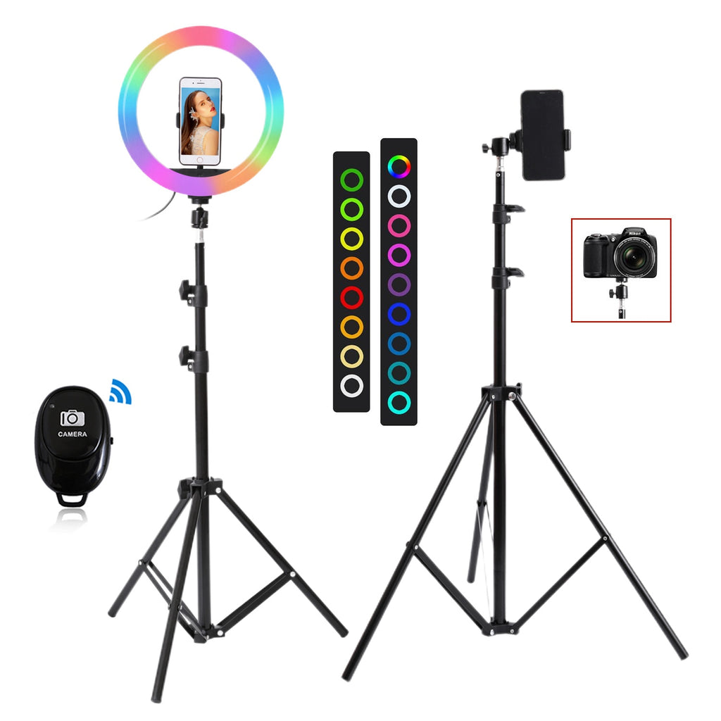 26cm 33cm RGB Selfie Circle Round LED Light with Stand Tripod Photography Studio Circle Lamps for Phone TikTok Youtube Makeup Video Vlog