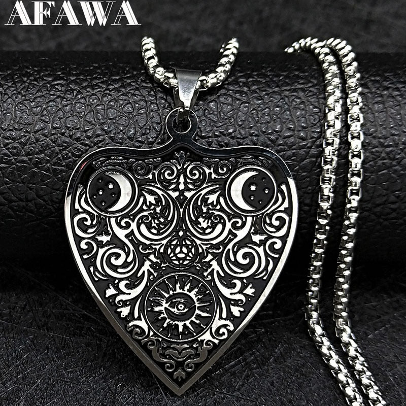 2023 Sun Moon Witchcraft Divination Stainless Steel Necklace Women/Men Black Color Chain Necklace Jewelry colgante N19835