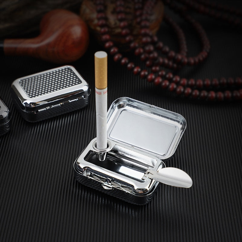 Portable Ashtray Outdoor Travel Mini Ash tray Stainless Steel Sealed Outdoor Ashtray Pocket Ashtray Travel Tray