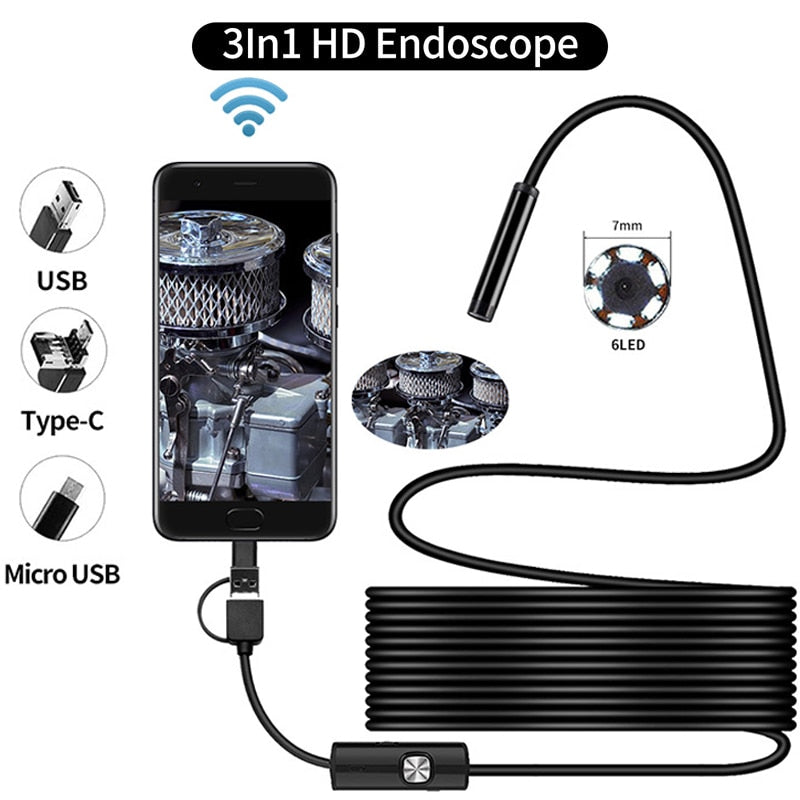 QZT Micro USB Endoscope Camera WIFI Borescope Inspection Camera Waterproof WIFI Mini Endoscope Camera For IPhone Android Phone